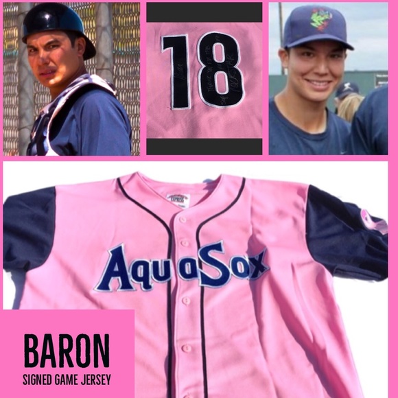 ⚾️2006 Aquasox Steven Baron signed Jersey breastcancer awareness - Picture 1 of 15